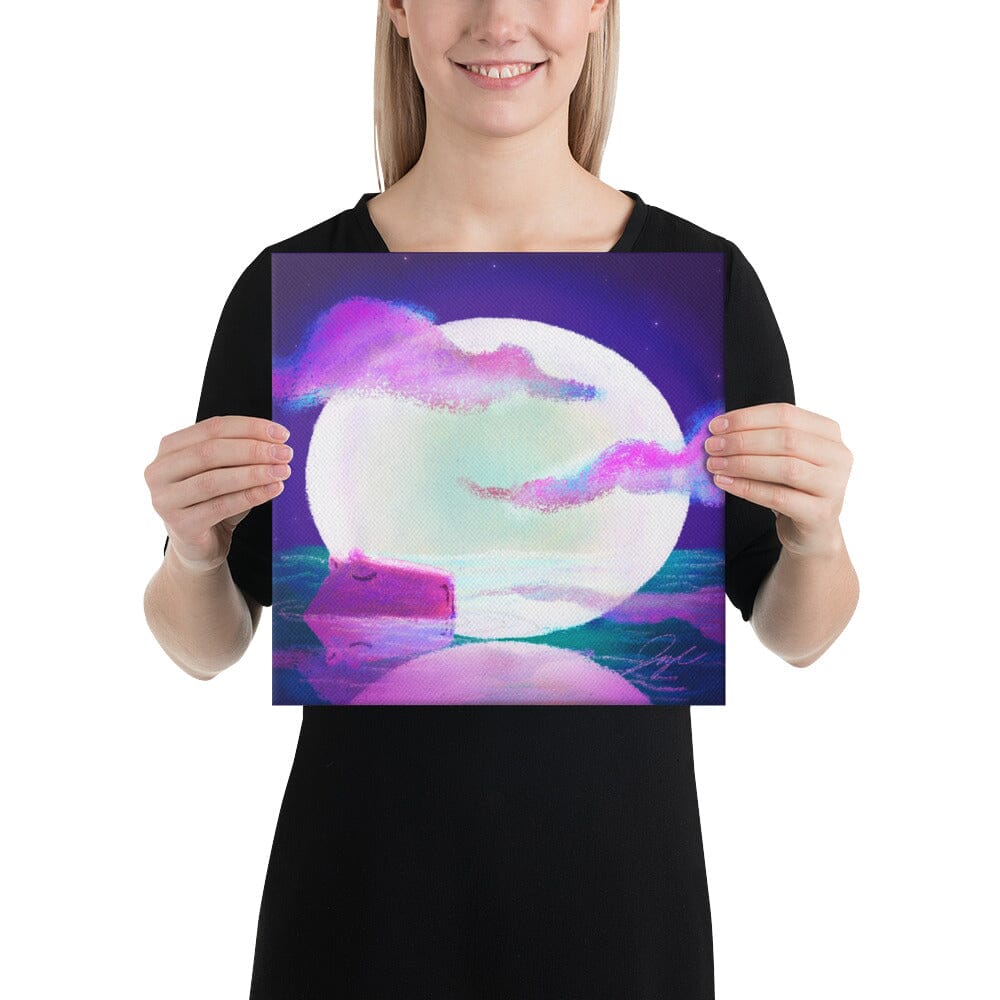 Moonlit Capybaras Collection - 3 - "Full Moon" Painting [Unfoiled] Posters, Prints, & Visual Artwork JoyousJoyfulJoyness 