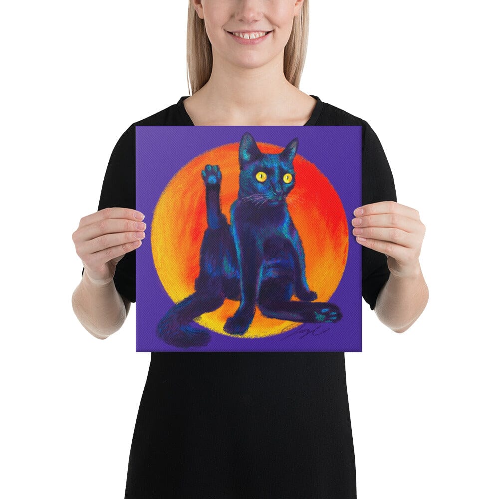 Feline Flows and Poses Collection - "Excuse Me" - Painting of a Black Cat with his Back Leg Raised [Unfoiled] Posters, Prints, & Visual Artwork JoyousJoyfulJoyness 