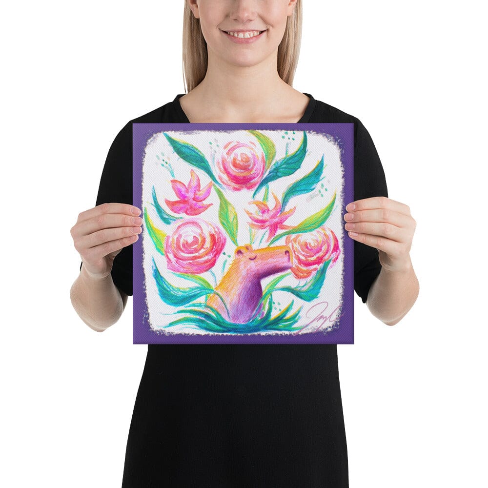 "Capybara Bouquet" Painting | Capybara Among Flowers [Unfoiled] Posters, Prints, & Visual Artwork JoyousJoyfulJoyness 