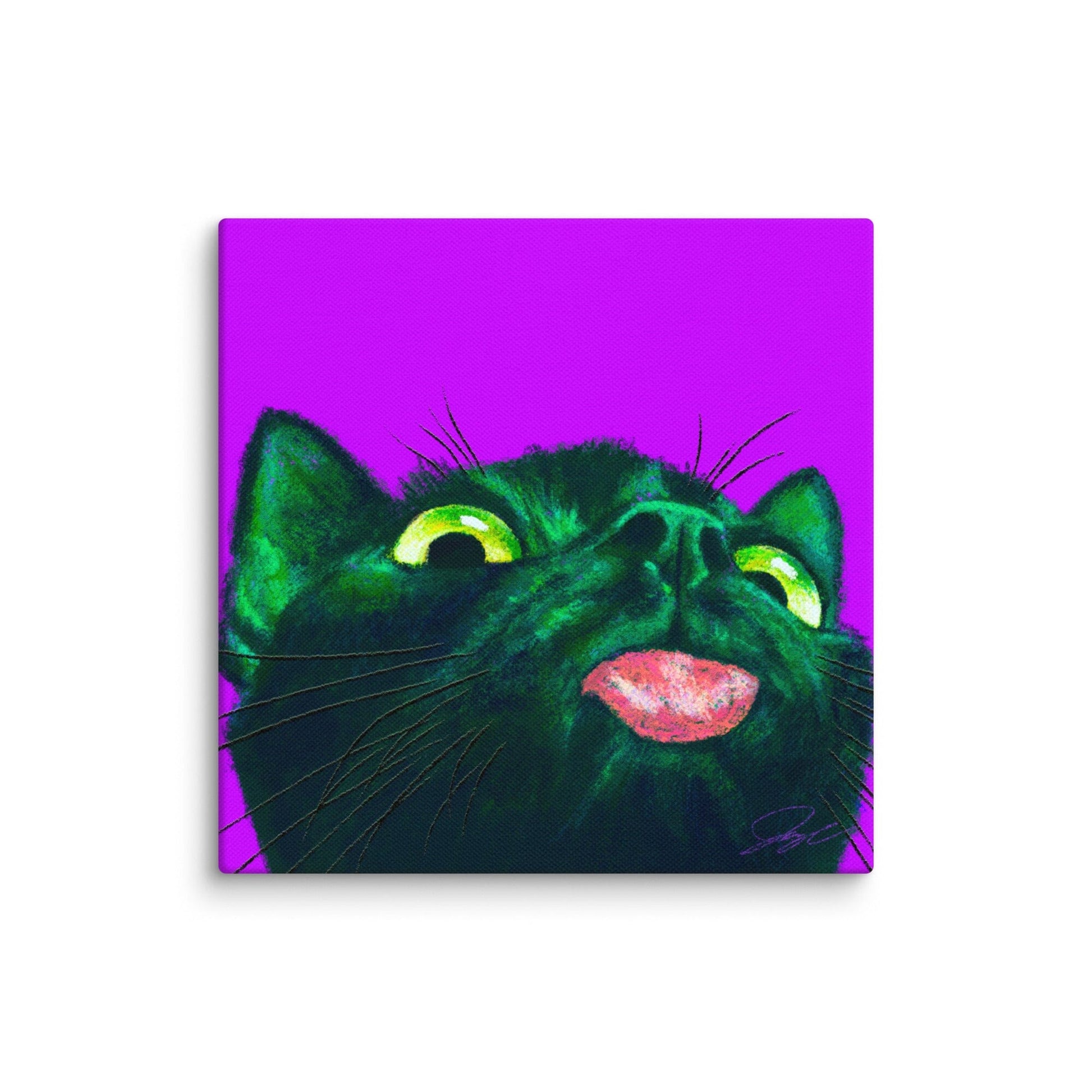 Close Encounters Collection - "Little Mlem" - Close Up Painting of a Silly Black Cat [Unfoiled] Posters, Prints, & Visual Artwork JoyousJoyfulJoyness 