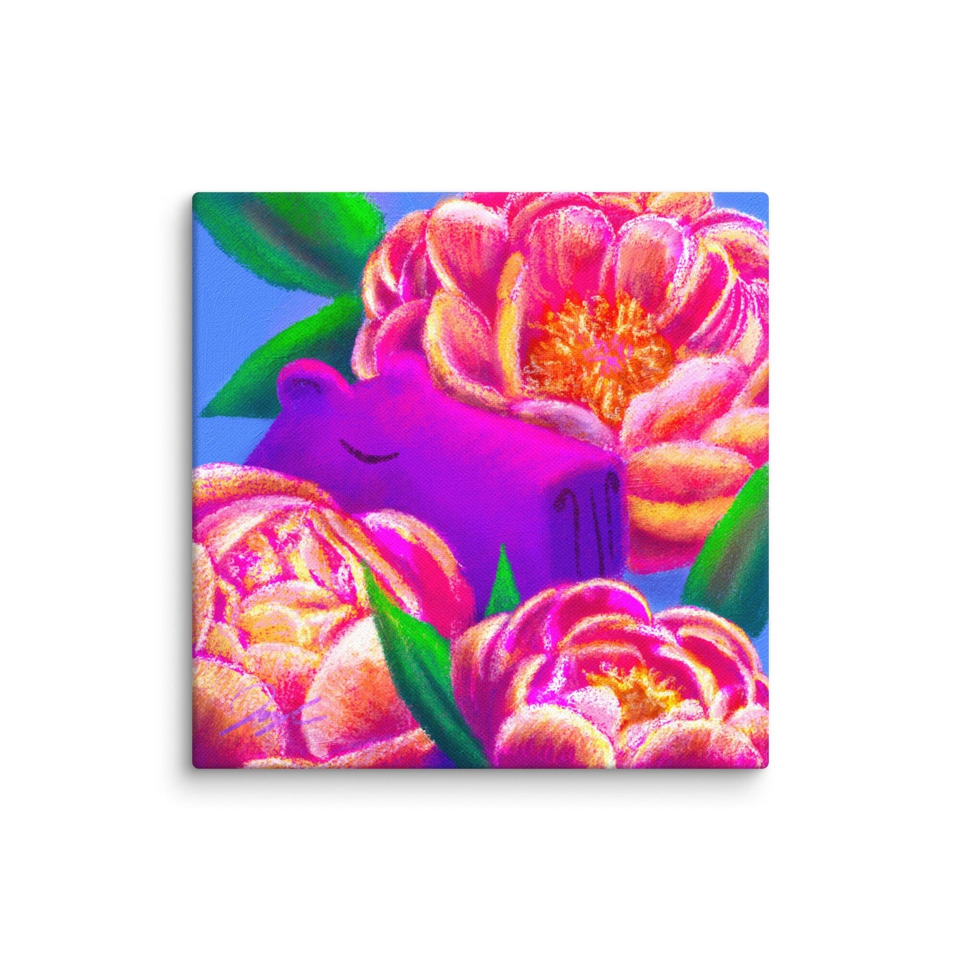Capybara and Birth Flowers - 11 - "November Peonies" Painting [Unfoiled] Posters, Prints, & Visual Artwork JoyousJoyfulJoyness 