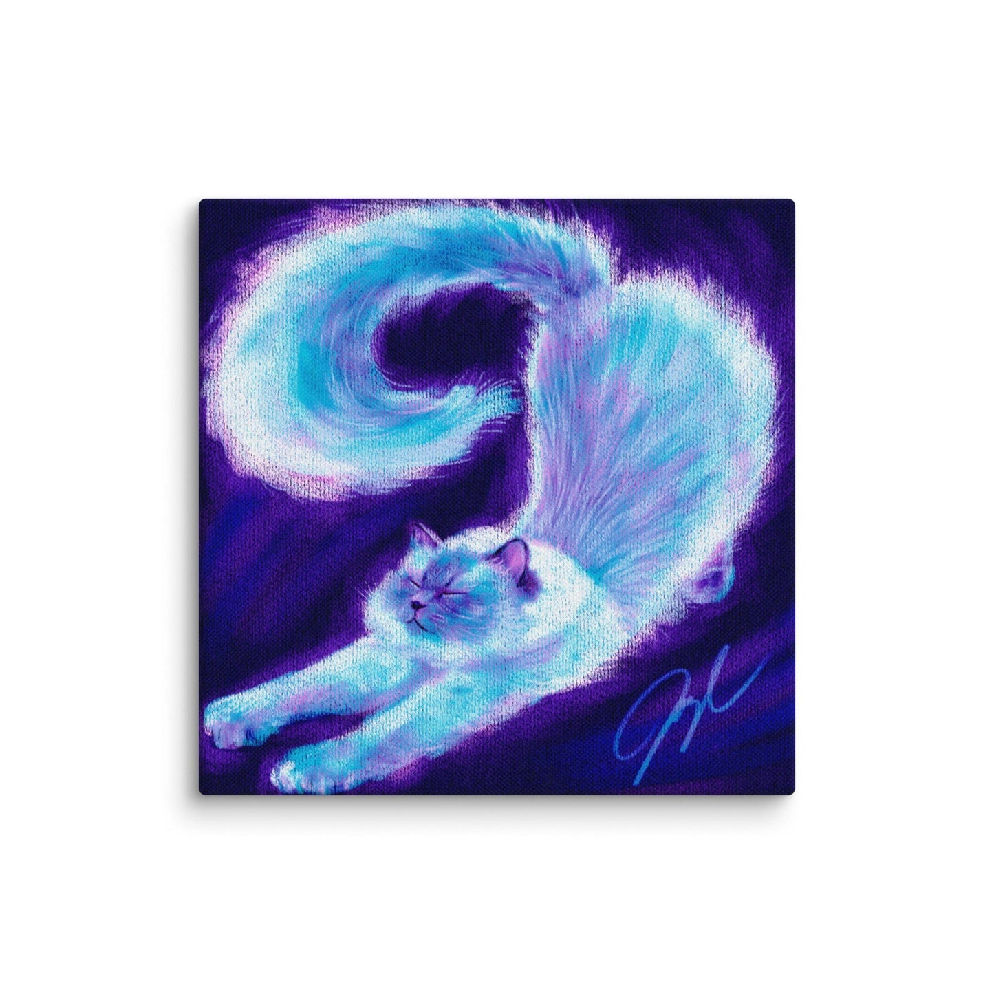 Feline Flows and Poses Collection - "Stretch" - Painting of a Siamese Cat Stretching [Unfoiled] Posters, Prints, & Visual Artwork JoyousJoyfulJoyness 