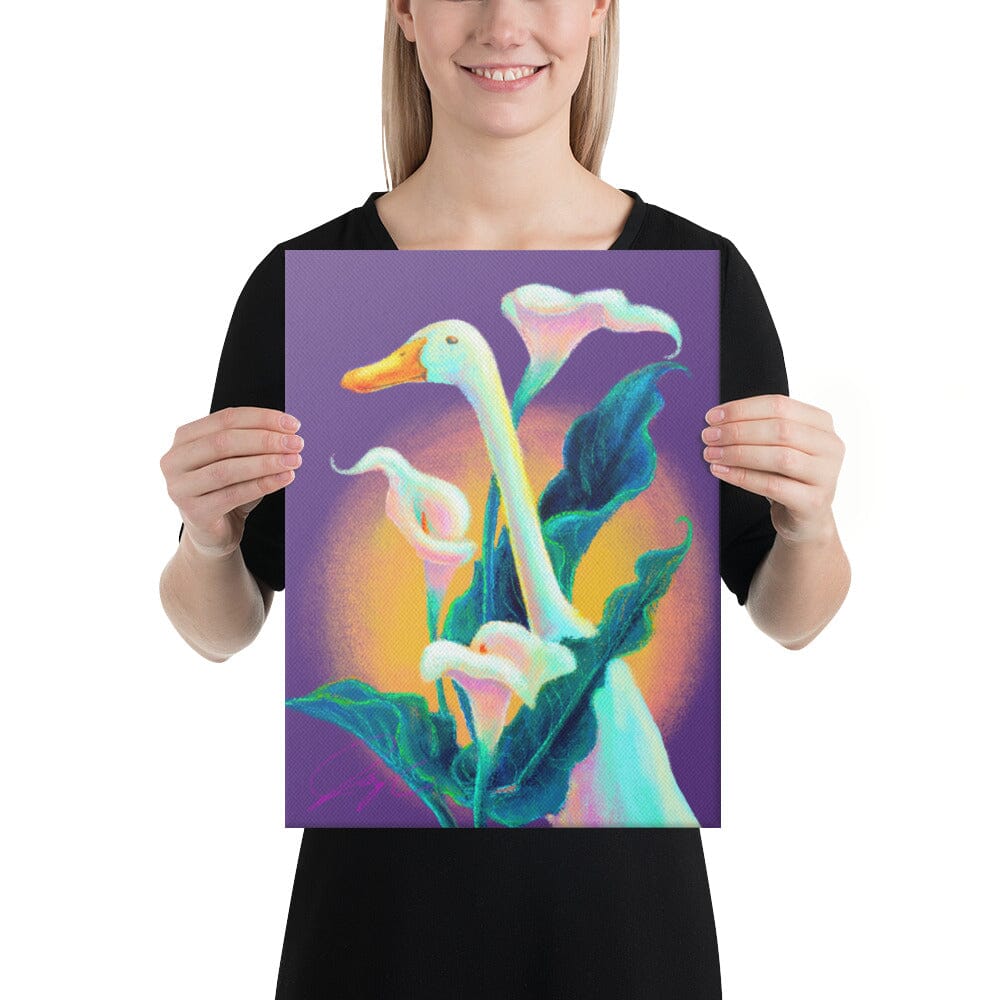 "Calla Runner" Painting | Runner Duck Among Calla Lilies [Unfoiled] Posters, Prints, & Visual Artwork JoyousJoyfulJoyness 