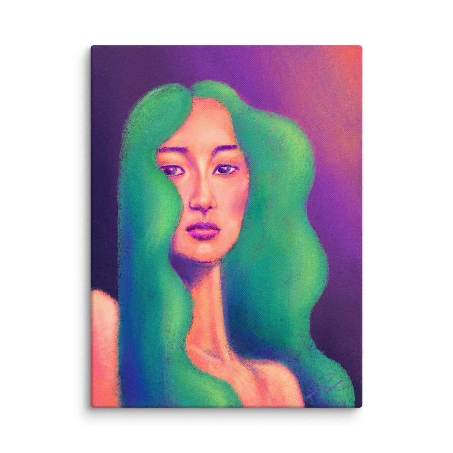 "Girl with the Teal Hair" Painting [Unfoiled] Posters, Prints, & Visual Artwork JoyousJoyfulJoyness 