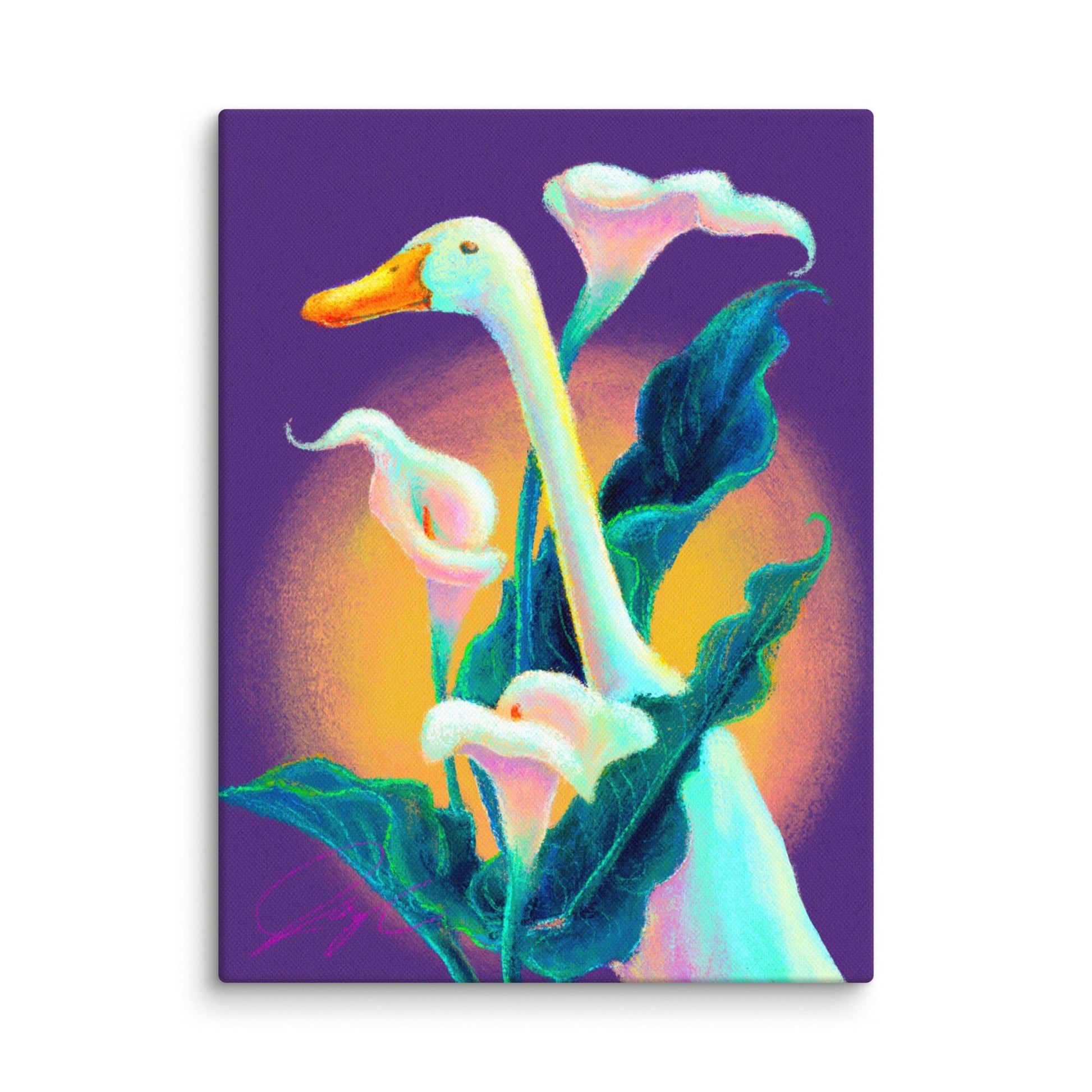 "Calla Runner" Painting | Runner Duck Among Calla Lilies [Unfoiled] Posters, Prints, & Visual Artwork JoyousJoyfulJoyness 