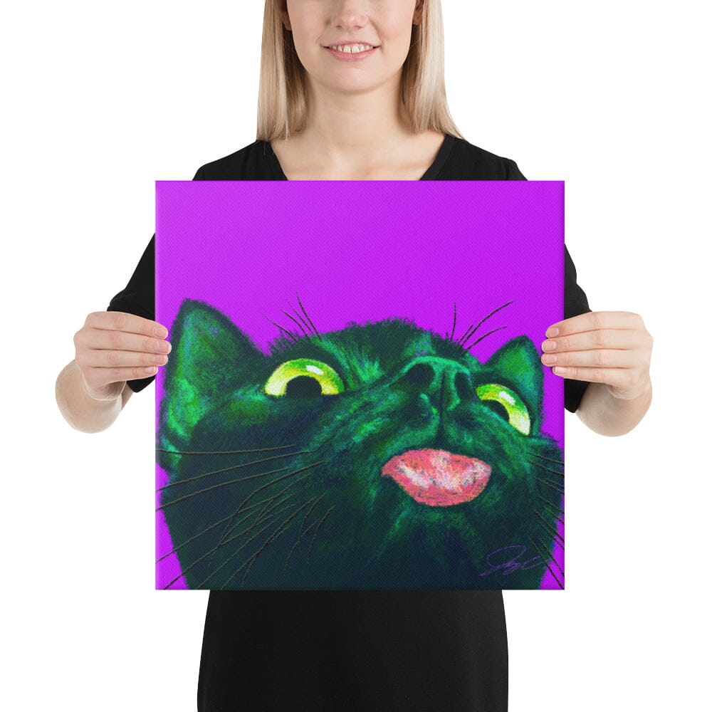 Close Encounters Collection - "Little Mlem" - Close Up Painting of a Silly Black Cat [Unfoiled] Posters, Prints, & Visual Artwork JoyousJoyfulJoyness 