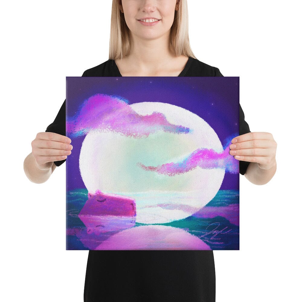 Moonlit Capybaras Collection - 3 - "Full Moon" Painting [Unfoiled] Posters, Prints, & Visual Artwork JoyousJoyfulJoyness 