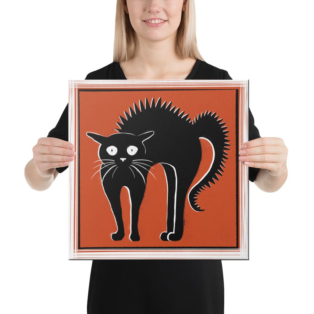 "Scaredy Cat" Painting | Cute Scared Black Cat [Unfoiled] Posters, Prints, & Visual Artwork JoyousJoyfulJoyness 