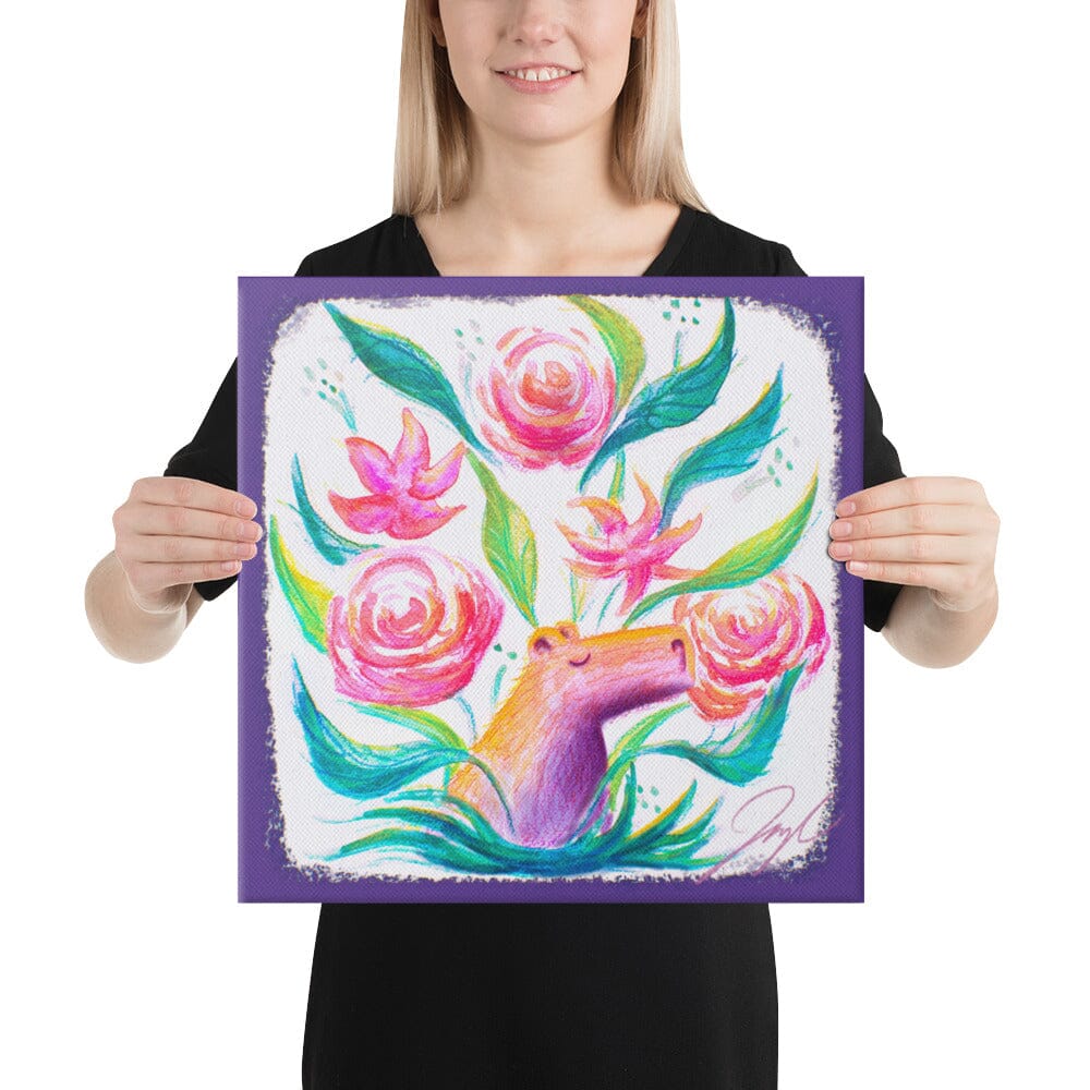 "Capybara Bouquet" Painting | Capybara Among Flowers [Unfoiled] Posters, Prints, & Visual Artwork JoyousJoyfulJoyness 