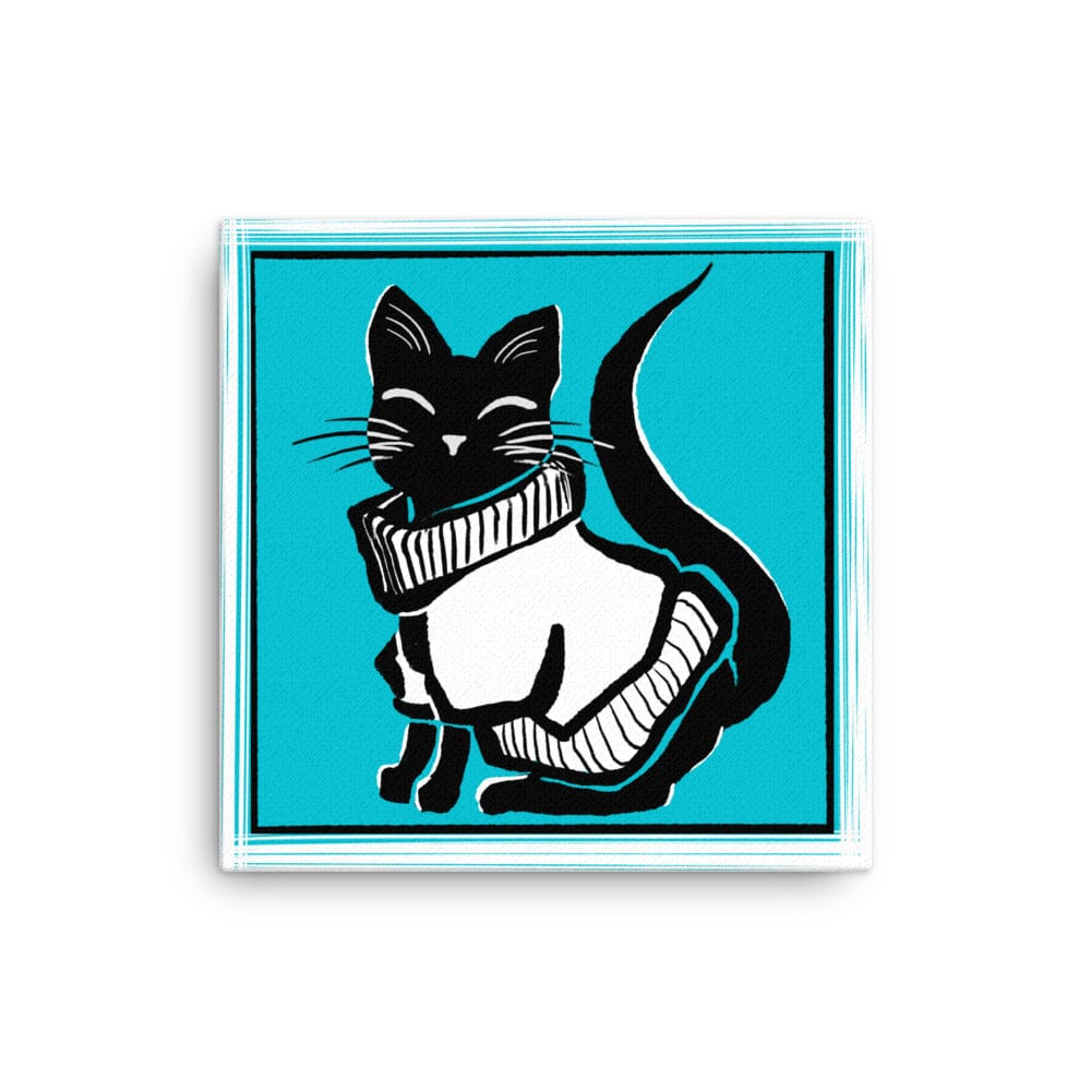 "Black Cat in Sweater": Painting of a Black Cat in a Chunky Sweater [Unfoiled] Posters, Prints, & Visual Artwork JoyousJoyfulJoyness 