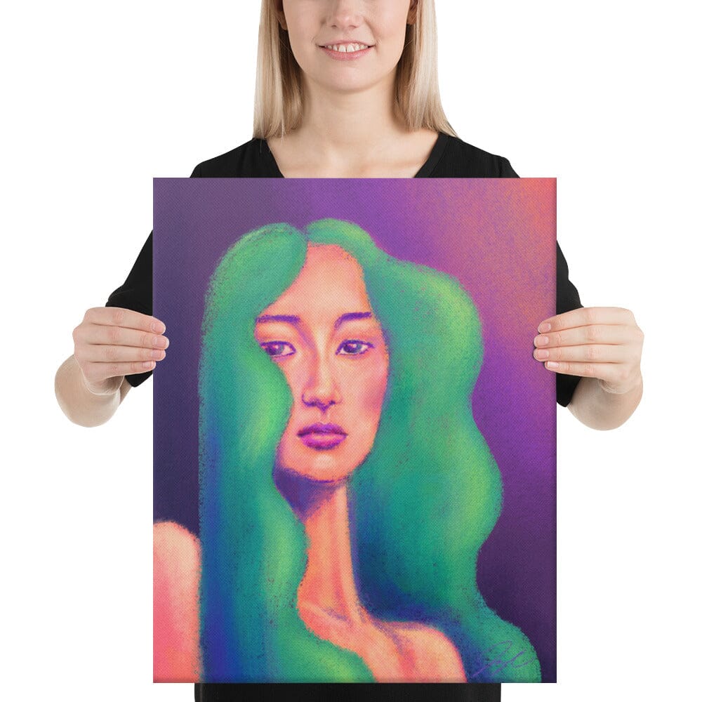 "Girl with the Teal Hair" Painting [Unfoiled] Posters, Prints, & Visual Artwork JoyousJoyfulJoyness 
