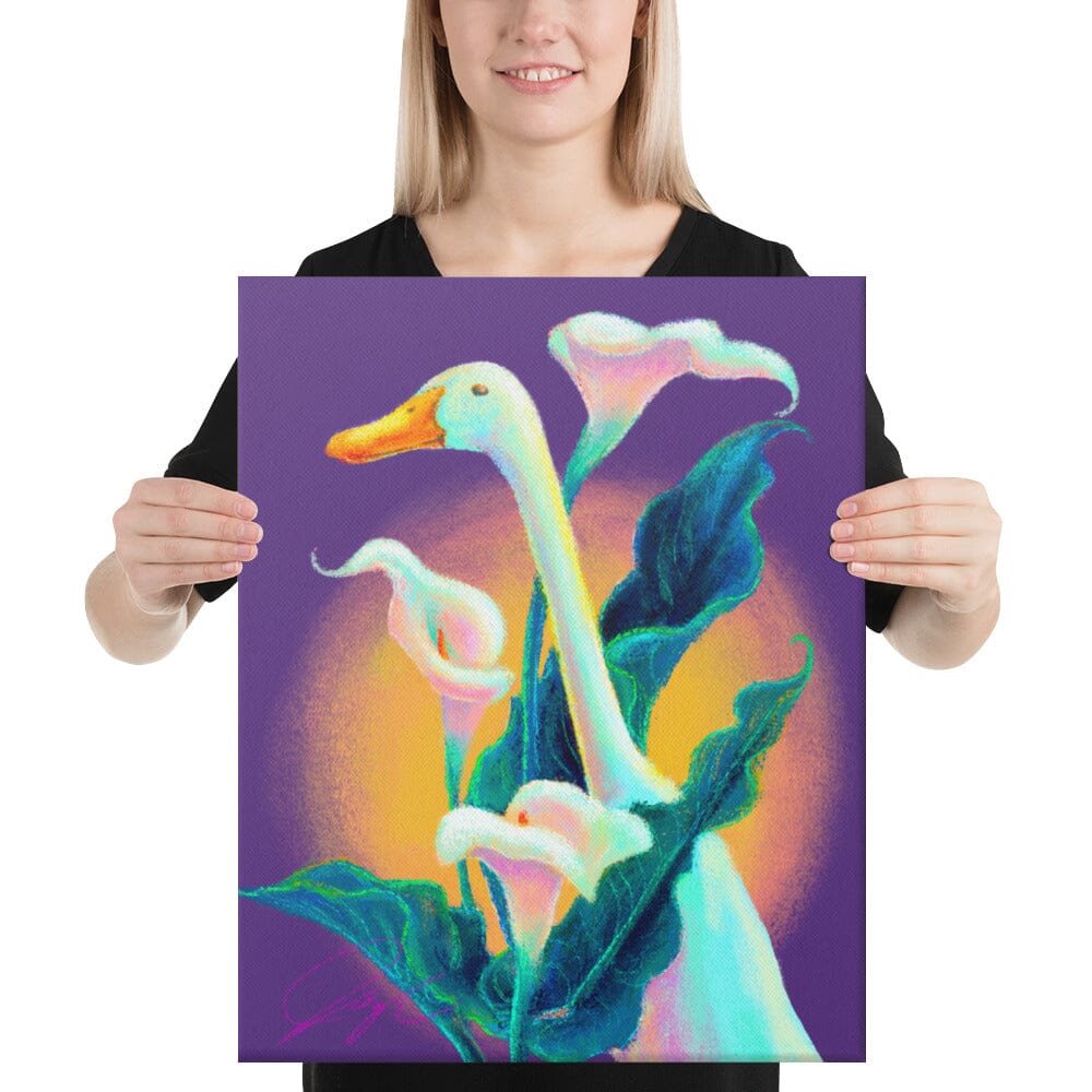 "Calla Runner" Painting | Runner Duck Among Calla Lilies [Unfoiled] Posters, Prints, & Visual Artwork JoyousJoyfulJoyness 