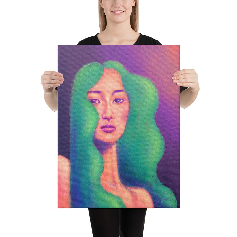 "Girl with the Teal Hair" Painting [Unfoiled] Posters, Prints, & Visual Artwork JoyousJoyfulJoyness 