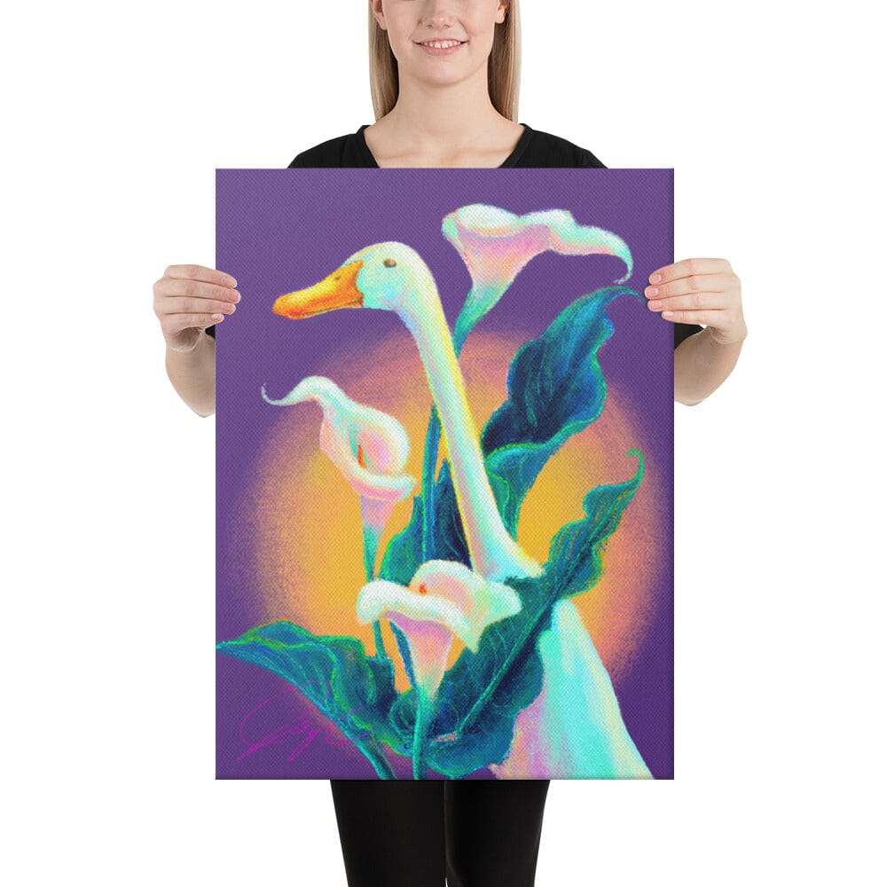 "Calla Runner" Painting | Runner Duck Among Calla Lilies [Unfoiled] Posters, Prints, & Visual Artwork JoyousJoyfulJoyness 