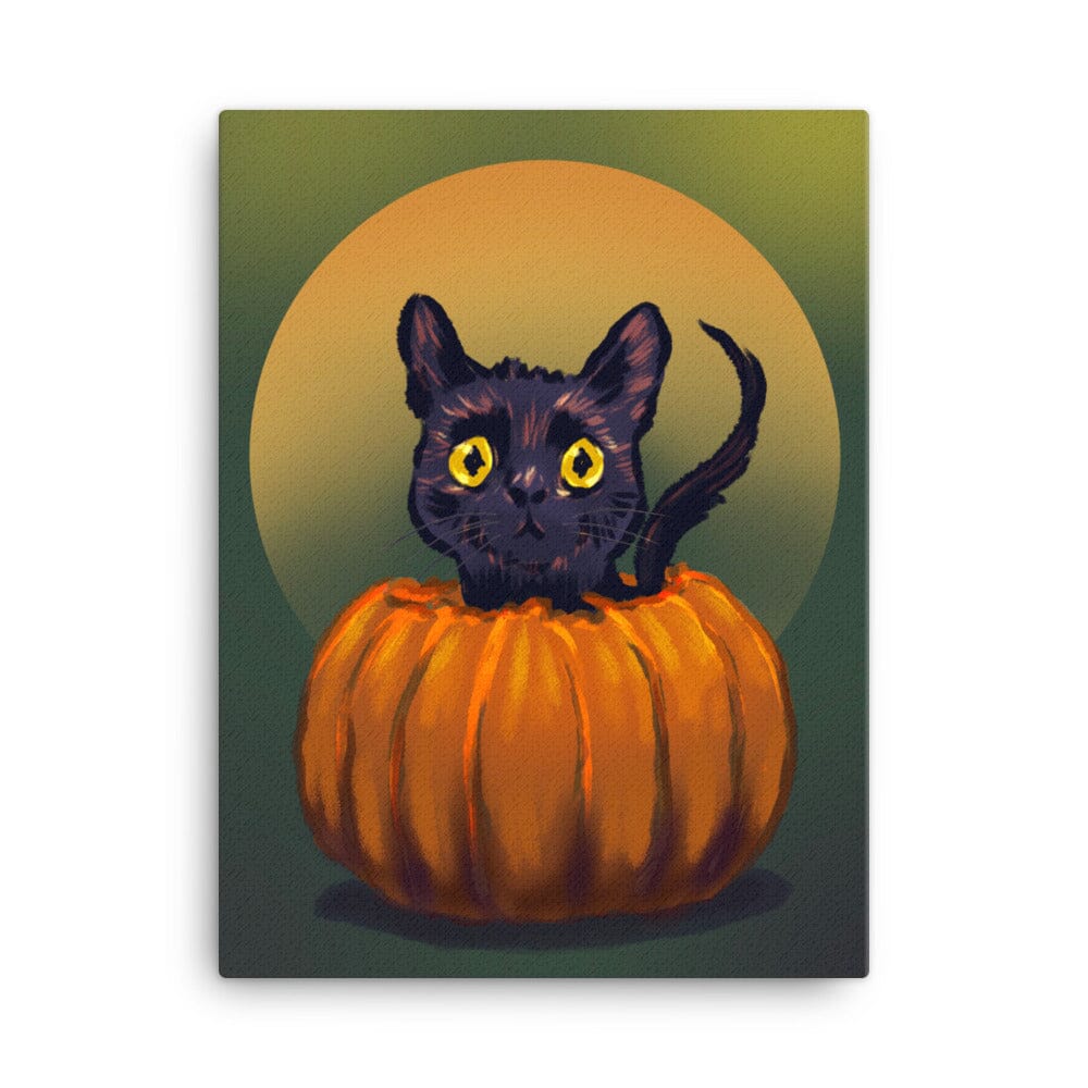 "Pumpkin Cat": Painting of a Black Cat in a Pumpkin [Unfoiled] Posters, Prints, & Visual Artwork JoyousJoyfulJoyness 