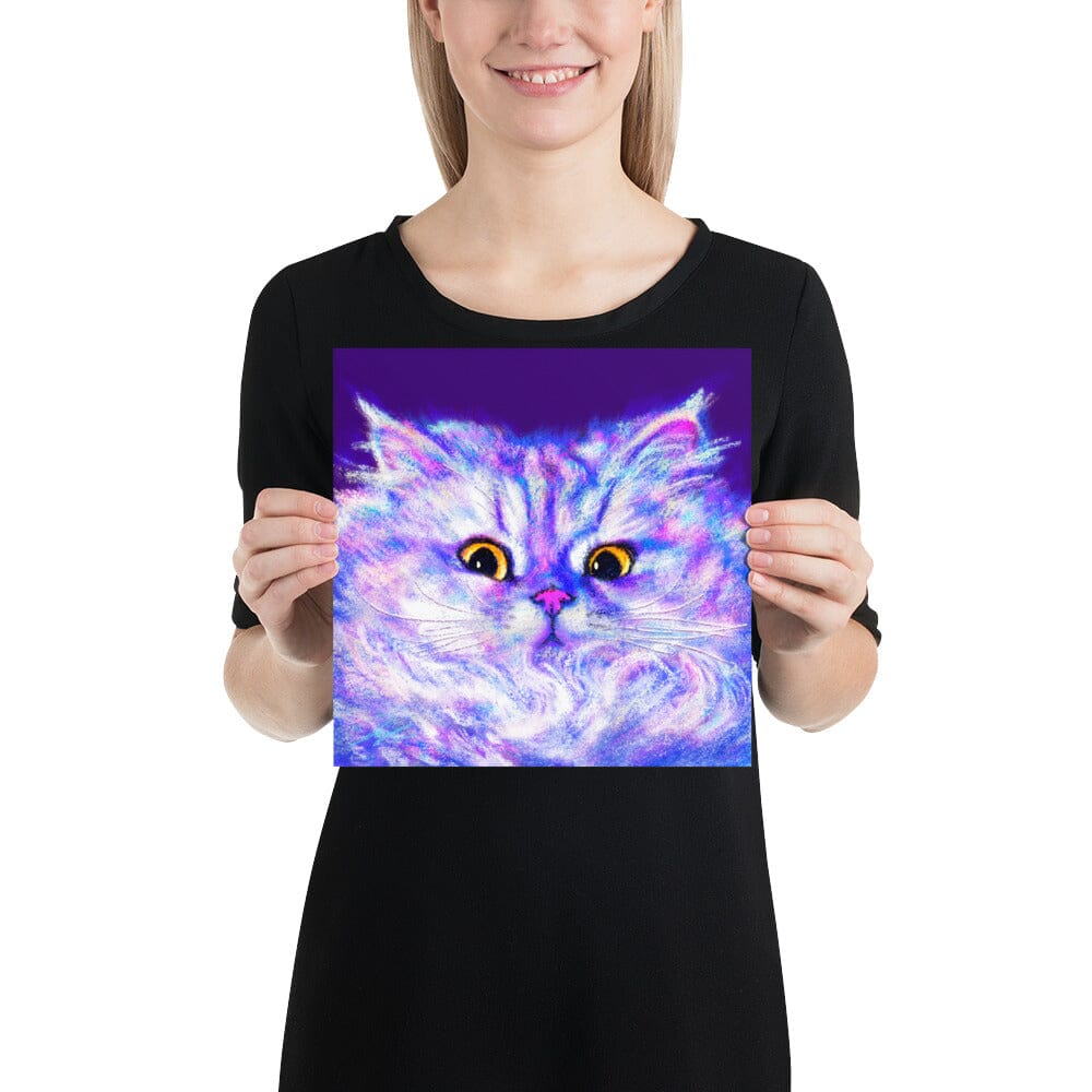 Close Encounters Collection - "Floof" - Close Up Painting of a Fluffy White Cat [Unfoiled] Posters, Prints, & Visual Artwork JoyousJoyfulJoyness 