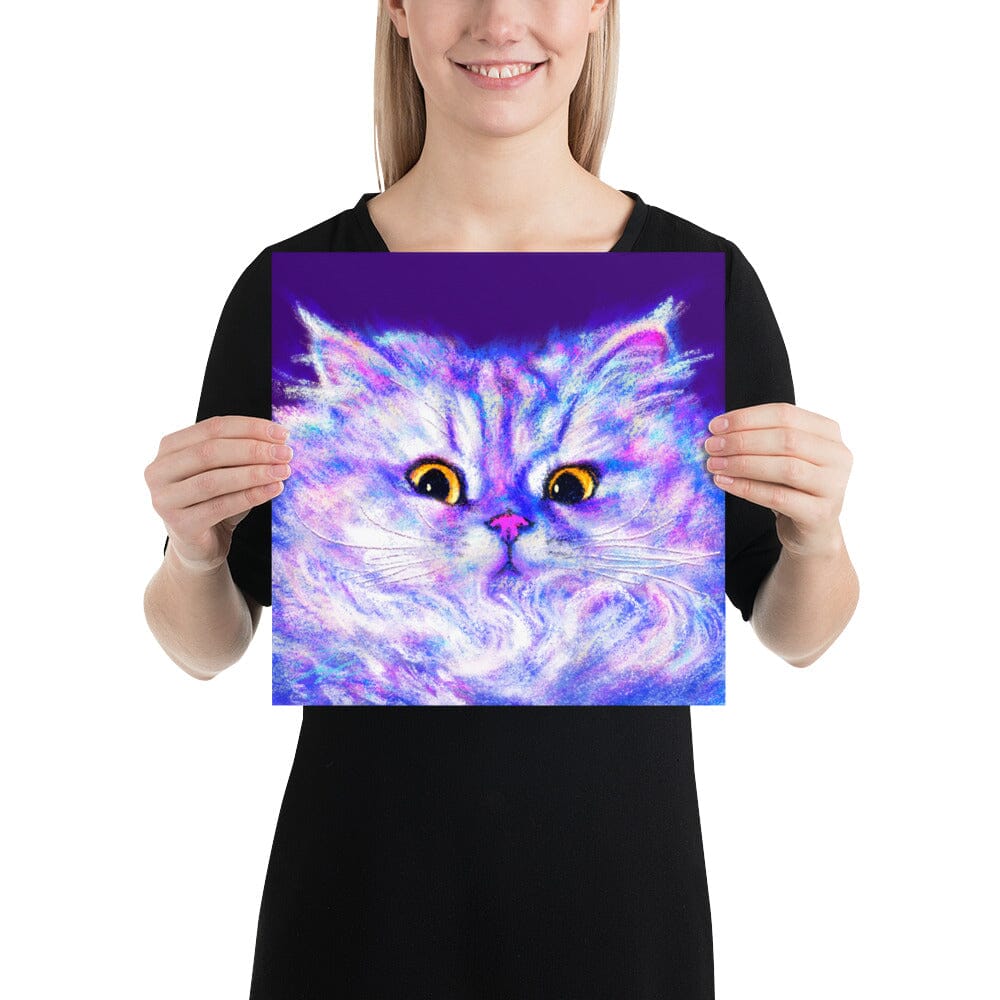 Close Encounters Collection - "Floof" - Close Up Painting of a Fluffy White Cat [Unfoiled] Posters, Prints, & Visual Artwork JoyousJoyfulJoyness 
