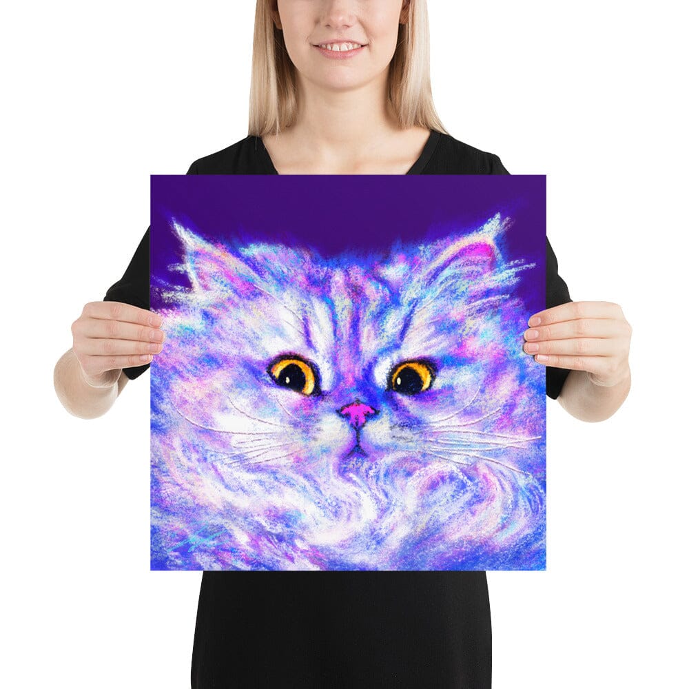 Close Encounters Collection - "Floof" - Close Up Painting of a Fluffy White Cat [Unfoiled] Posters, Prints, & Visual Artwork JoyousJoyfulJoyness 