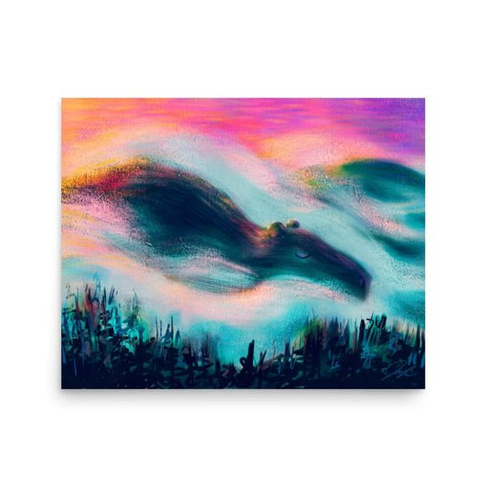 "Capybara and Fog" Painting | Capybara Sleeping in the Fog [Unfoiled] Posters, Prints, & Visual Artwork JoyousJoyfulJoyness 