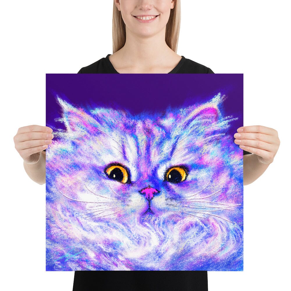 Close Encounters Collection - "Floof" - Close Up Painting of a Fluffy White Cat [Unfoiled] Posters, Prints, & Visual Artwork JoyousJoyfulJoyness 