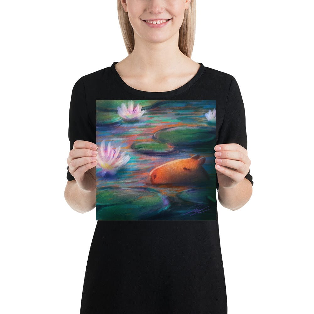 "Capybara Among the Lilies" Painting [Unfoiled] Posters, Prints, & Visual Artwork JoyousJoyfulJoyness 