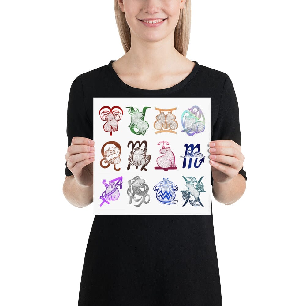 All the Capybara Zodiac Signs Print [Unfoiled] Posters, Prints, & Visual Artwork JoyousJoyfulJoyness 