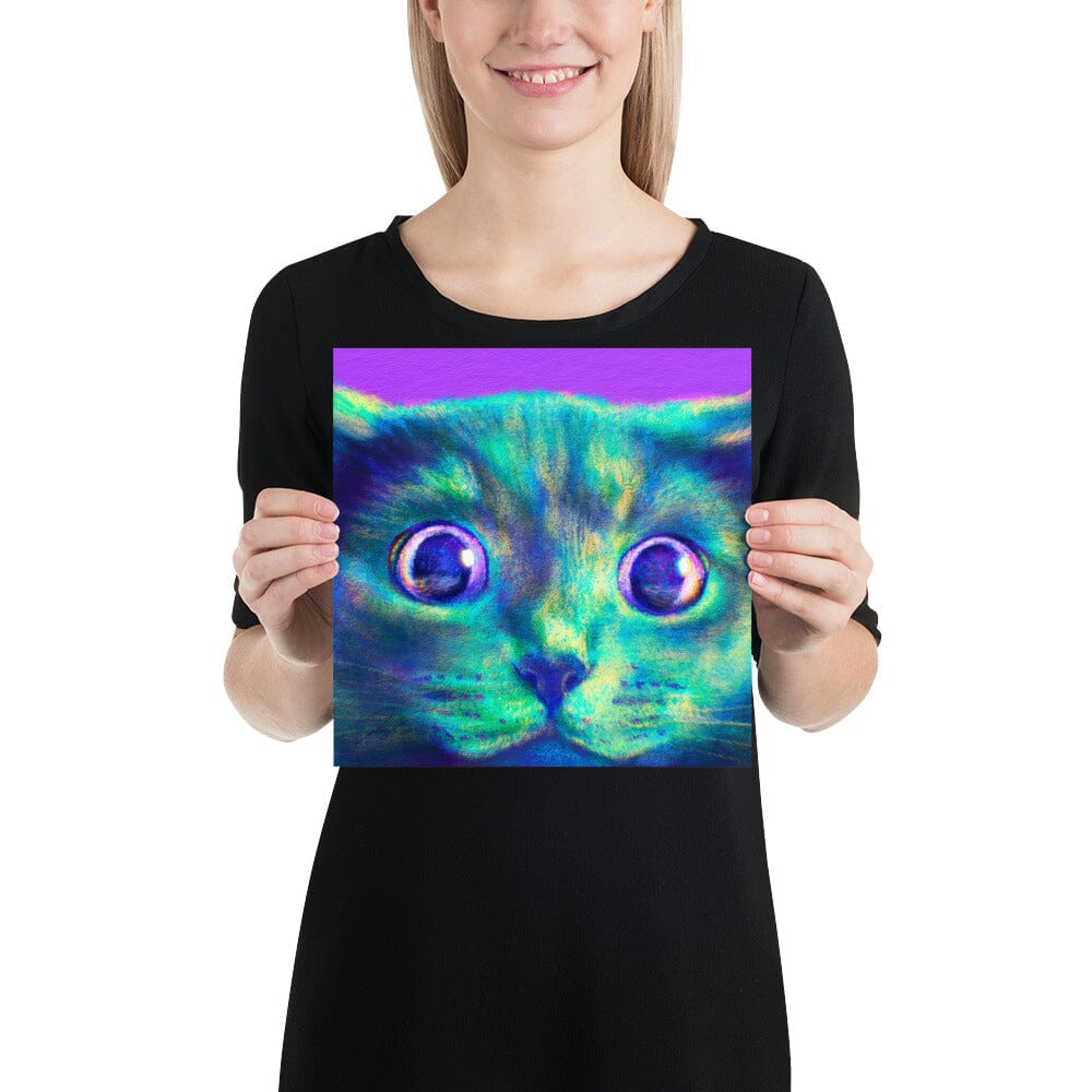 Close Encounters Collection - "Hunt" - Close Up Painting of a Gray Cat [Unfoiled] Posters, Prints, & Visual Artwork JoyousJoyfulJoyness 