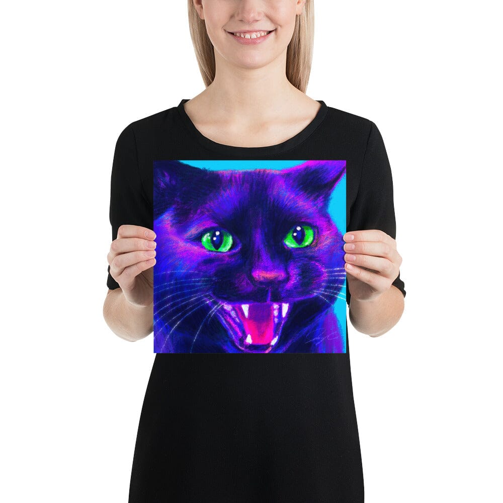 Close Encounters Collection - "Spicy" - Close Up Painting of a Spicy Black Cat [Unfoiled] Posters, Prints, & Visual Artwork JoyousJoyfulJoyness 