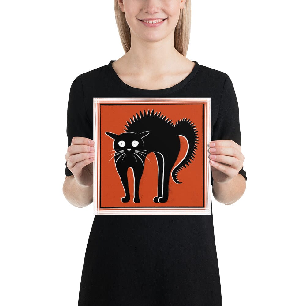 "Scaredy Cat" Painting | Cute Scared Black Cat [Unfoiled] Posters, Prints, & Visual Artwork JoyousJoyfulJoyness 