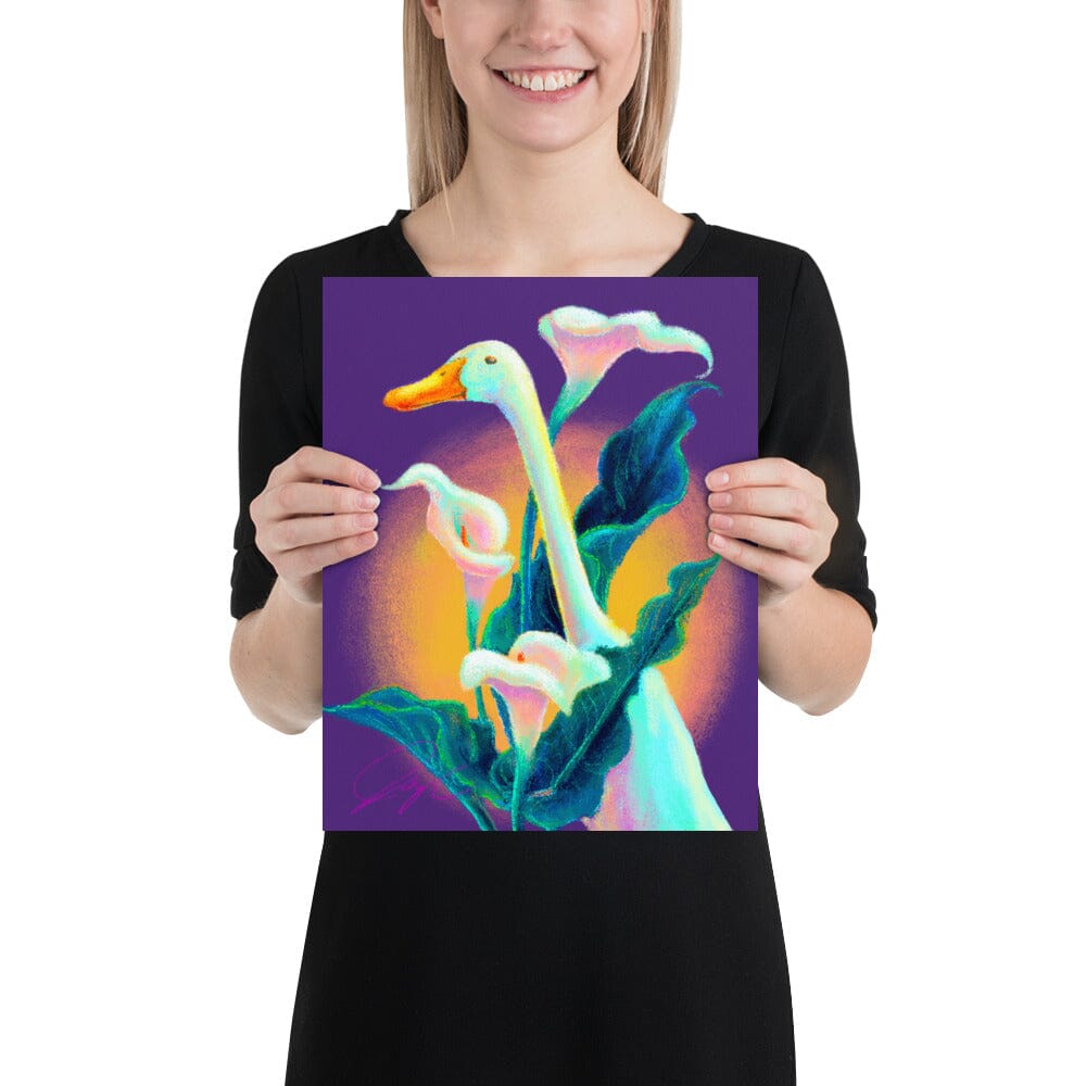 "Calla Runner" Painting | Runner Duck Among Calla Lilies [Unfoiled] Posters, Prints, & Visual Artwork JoyousJoyfulJoyness 