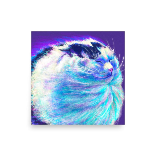 Close Encounters Collection - "Wimdy" - Close Up Painting of a Cat in the Wind [Unfoiled] Posters, Prints, & Visual Artwork JoyousJoyfulJoyness 