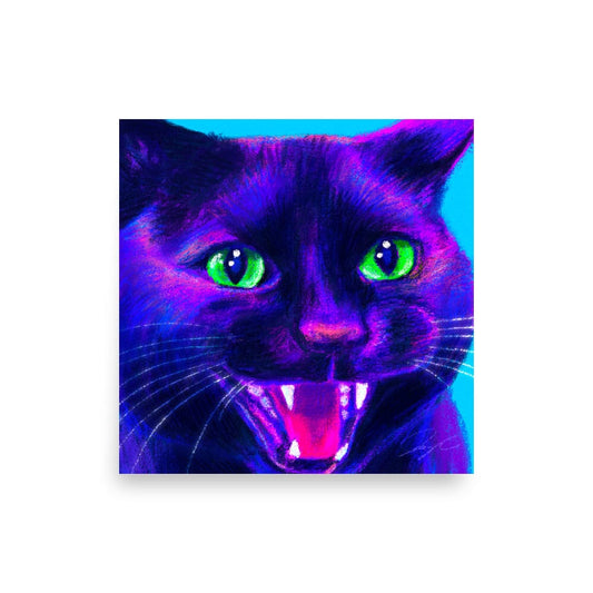 Close Encounters Collection - "Spicy" - Close Up Painting of a Spicy Black Cat [Unfoiled] Posters, Prints, & Visual Artwork JoyousJoyfulJoyness 