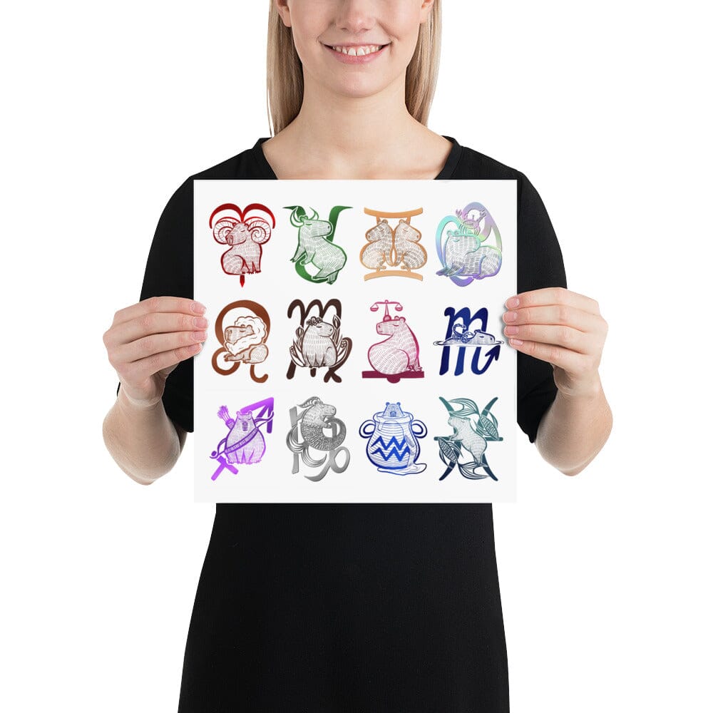All the Capybara Zodiac Signs Print [Unfoiled] Posters, Prints, & Visual Artwork JoyousJoyfulJoyness 