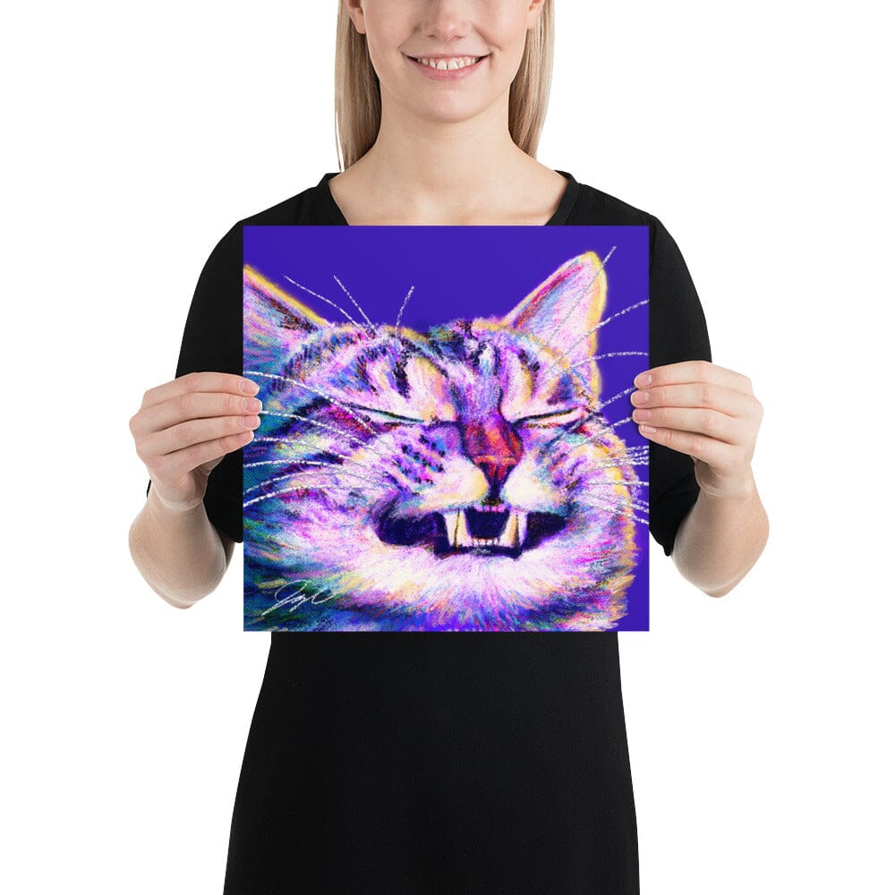 Close Encounters Collection - "Grin" - Close Up Painting of a Grinning Cat [Unfoiled] Posters, Prints, & Visual Artwork JoyousJoyfulJoyness 