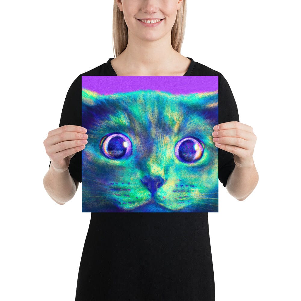 Close Encounters Collection - "Hunt" - Close Up Painting of a Gray Cat [Unfoiled] Posters, Prints, & Visual Artwork JoyousJoyfulJoyness 