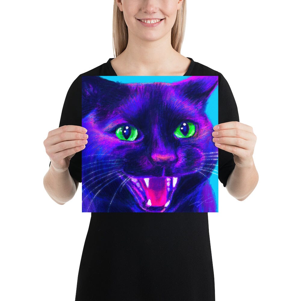 Close Encounters Collection - "Spicy" - Close Up Painting of a Spicy Black Cat [Unfoiled] Posters, Prints, & Visual Artwork JoyousJoyfulJoyness 