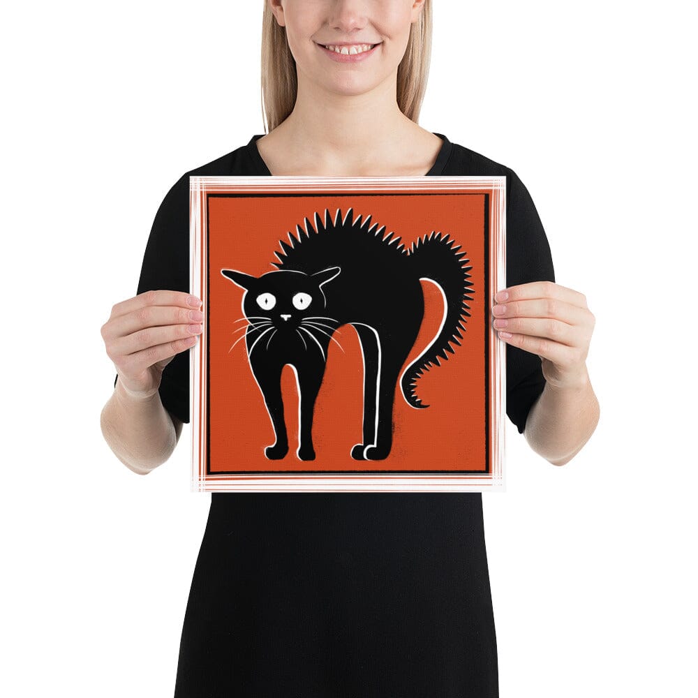 "Scaredy Cat" Painting | Cute Scared Black Cat [Unfoiled] Posters, Prints, & Visual Artwork JoyousJoyfulJoyness 