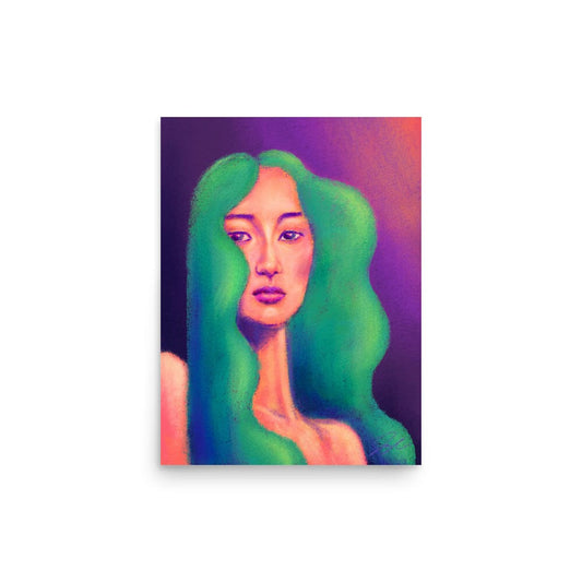 "Girl with the Teal Hair" Painting [Unfoiled] Posters, Prints, & Visual Artwork JoyousJoyfulJoyness 
