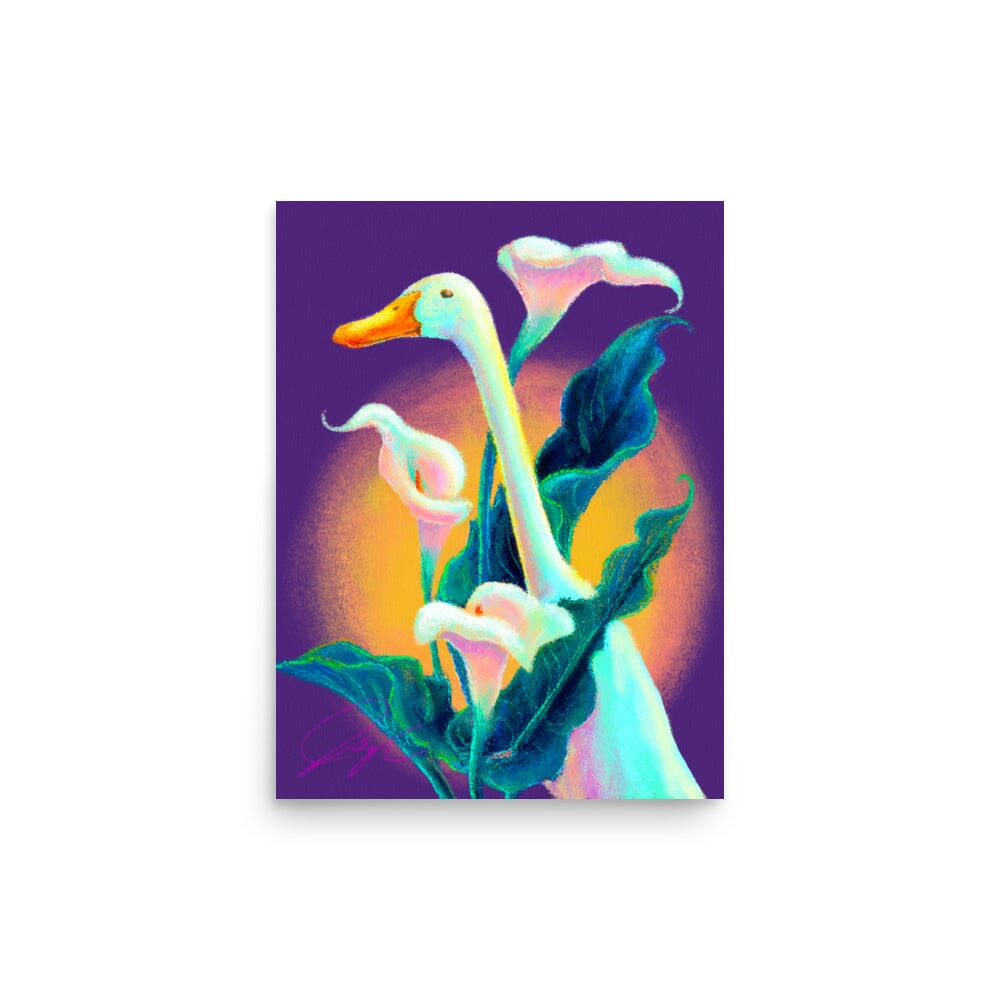 "Calla Runner" Painting | Runner Duck Among Calla Lilies [Unfoiled] Posters, Prints, & Visual Artwork JoyousJoyfulJoyness 