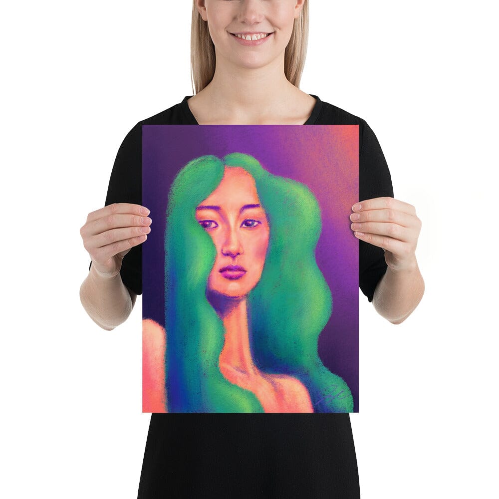 "Girl with the Teal Hair" Painting [Unfoiled] Posters, Prints, & Visual Artwork JoyousJoyfulJoyness 