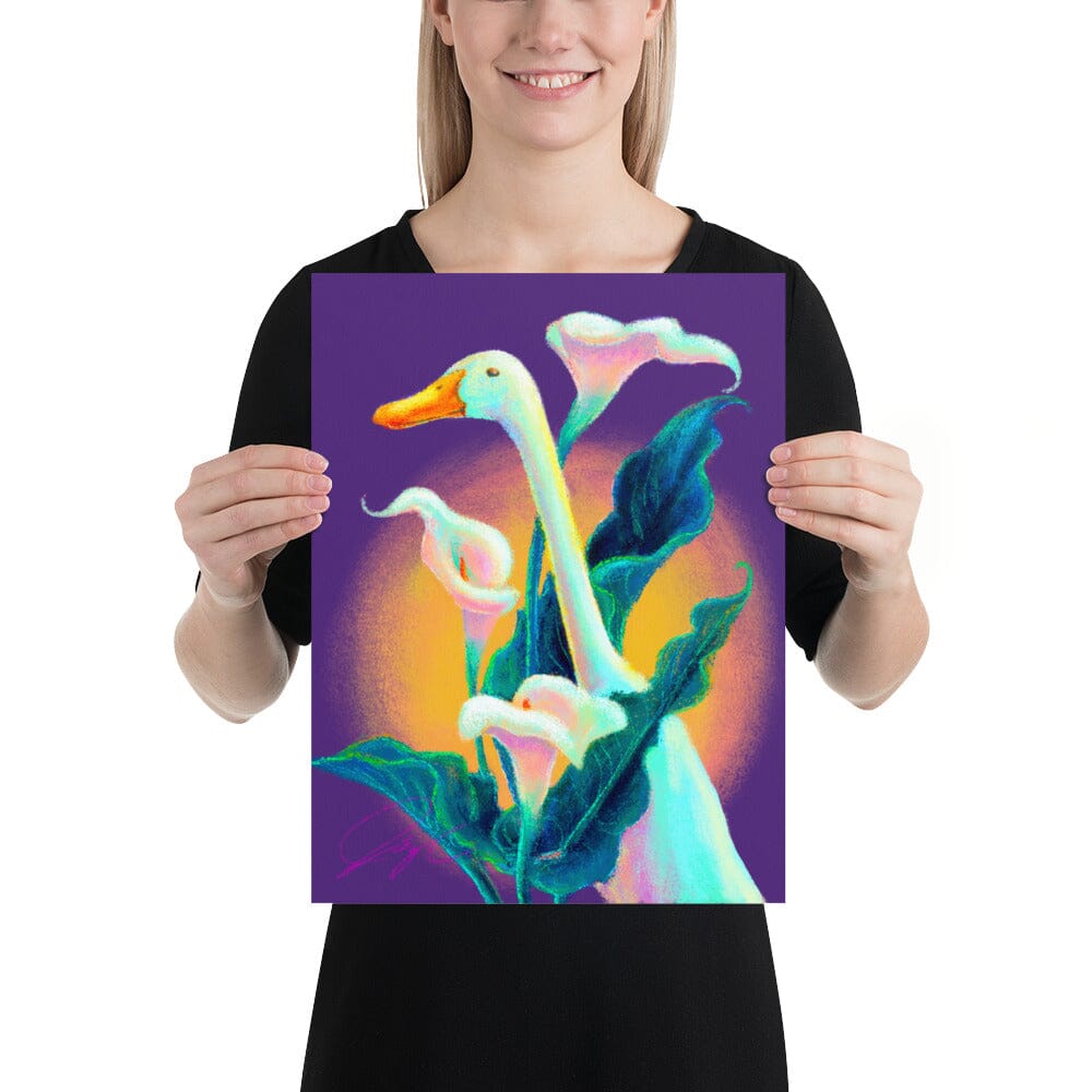 "Calla Runner" Painting | Runner Duck Among Calla Lilies [Unfoiled] Posters, Prints, & Visual Artwork JoyousJoyfulJoyness 