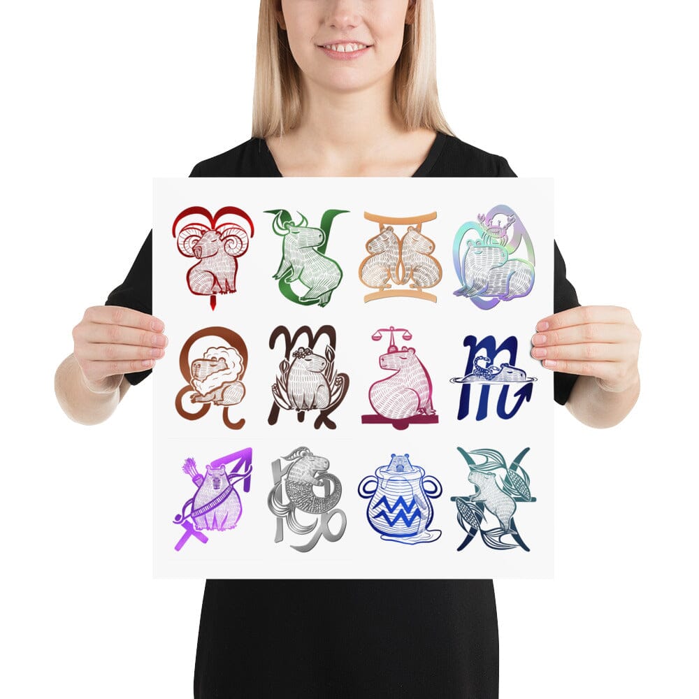 All the Capybara Zodiac Signs Print [Unfoiled] Posters, Prints, & Visual Artwork JoyousJoyfulJoyness 