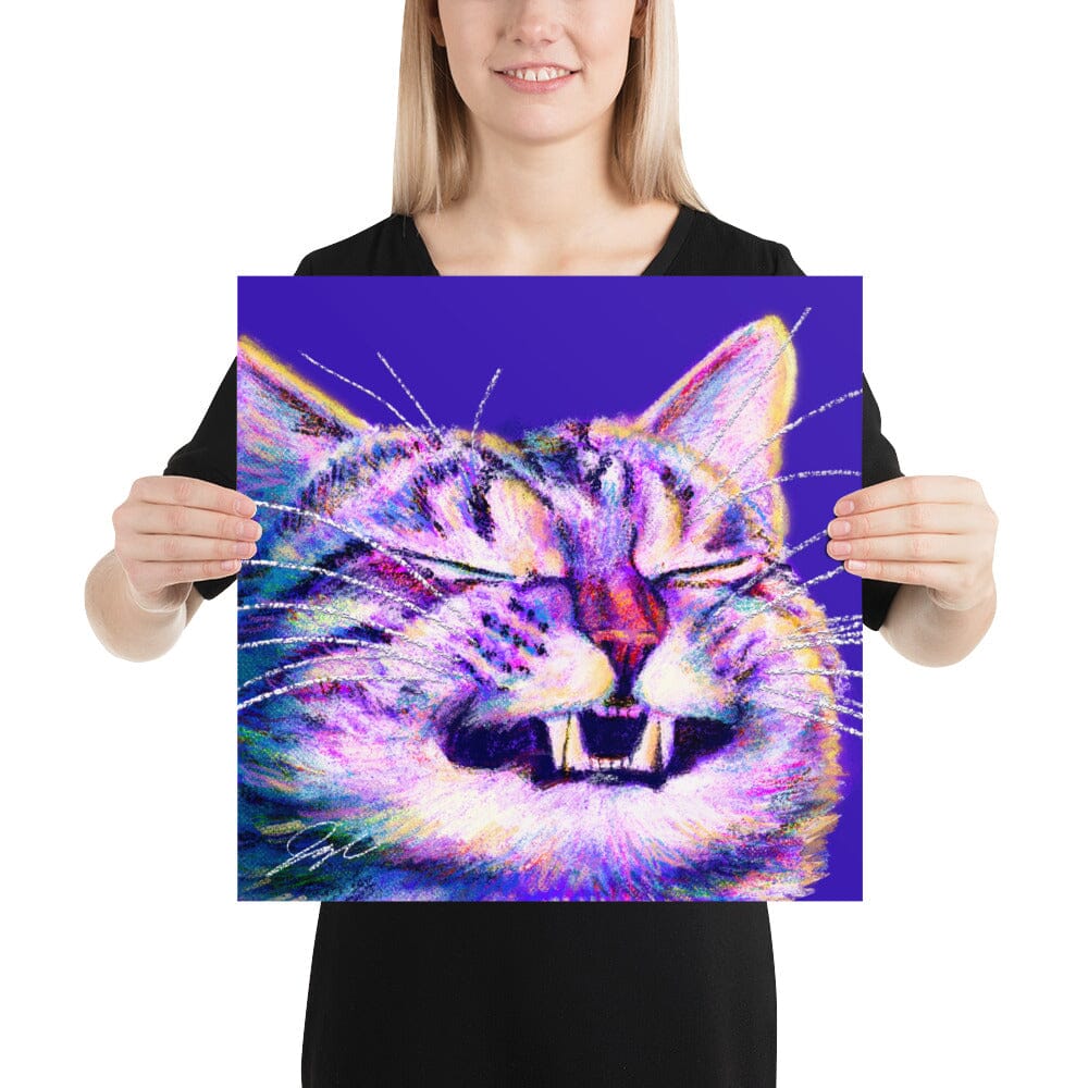 Close Encounters Collection - "Grin" - Close Up Painting of a Grinning Cat [Unfoiled] Posters, Prints, & Visual Artwork JoyousJoyfulJoyness 