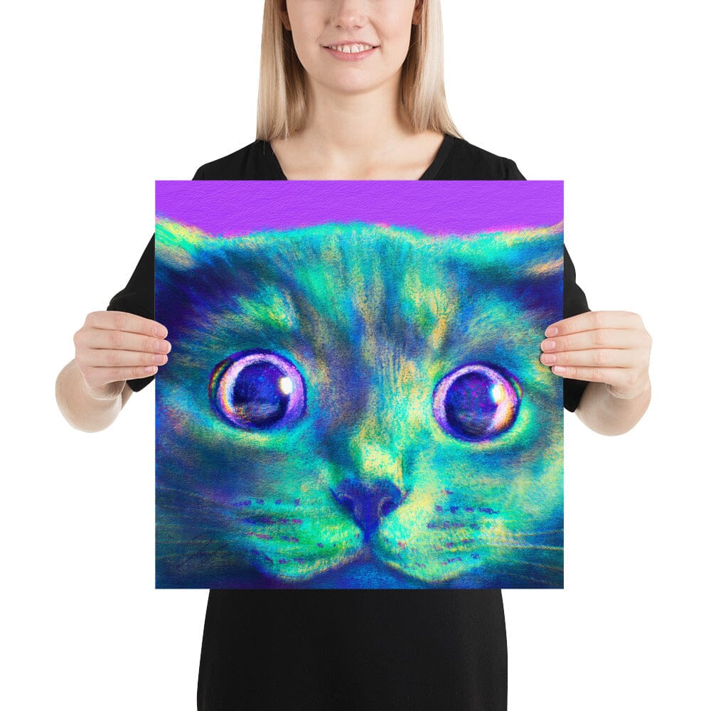 Close Encounters Collection - "Hunt" - Close Up Painting of a Gray Cat [Unfoiled] Posters, Prints, & Visual Artwork JoyousJoyfulJoyness 