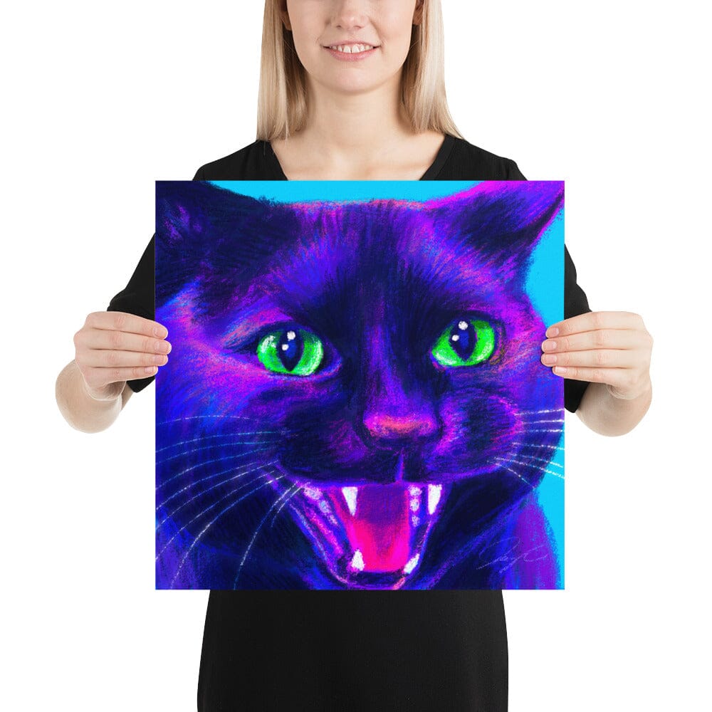 Close Encounters Collection - "Spicy" - Close Up Painting of a Spicy Black Cat [Unfoiled] Posters, Prints, & Visual Artwork JoyousJoyfulJoyness 