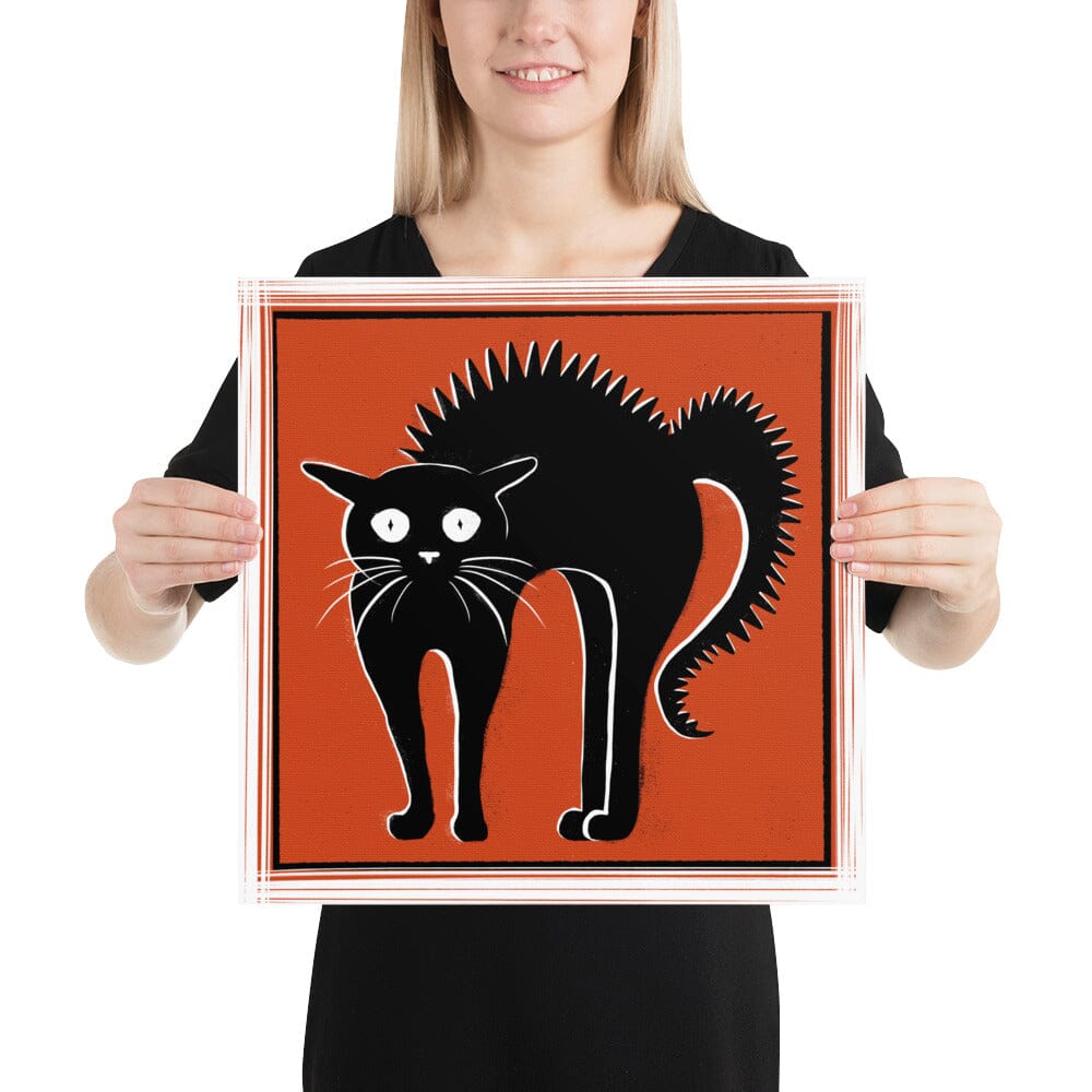 "Scaredy Cat" Painting | Cute Scared Black Cat [Unfoiled] Posters, Prints, & Visual Artwork JoyousJoyfulJoyness 