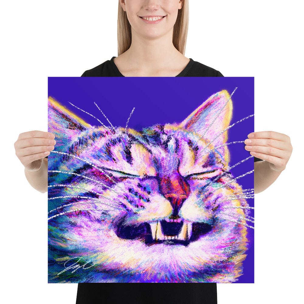 Close Encounters Collection - "Grin" - Close Up Painting of a Grinning Cat [Unfoiled] Posters, Prints, & Visual Artwork JoyousJoyfulJoyness 