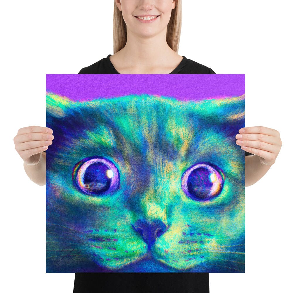 Close Encounters Collection - "Hunt" - Close Up Painting of a Gray Cat [Unfoiled] Posters, Prints, & Visual Artwork JoyousJoyfulJoyness 