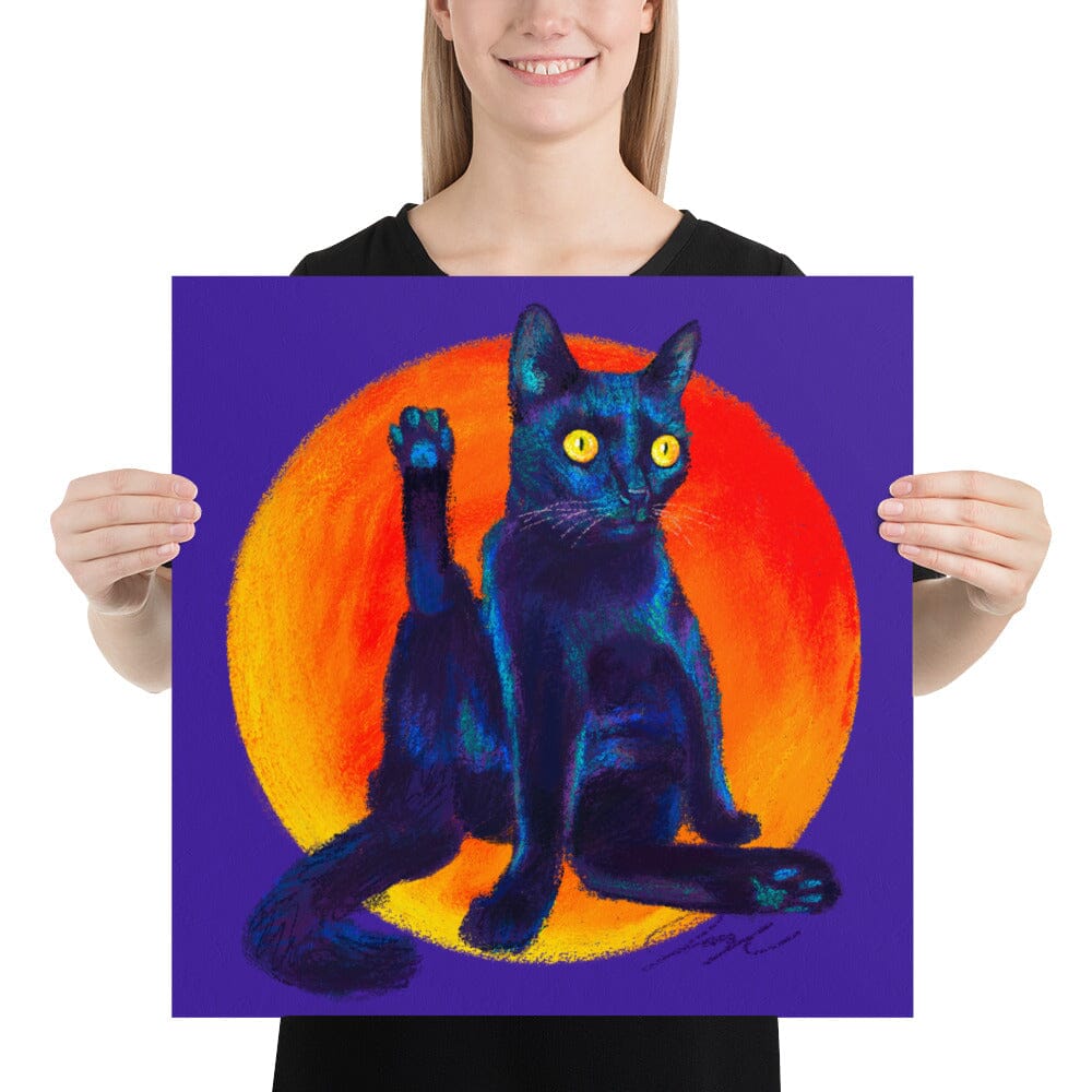 Feline Flows and Poses Collection - "Excuse Me" - Painting of a Black Cat with his Back Leg Raised [Unfoiled] Posters, Prints, & Visual Artwork JoyousJoyfulJoyness 