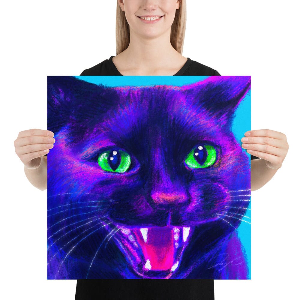 Close Encounters Collection - "Spicy" - Close Up Painting of a Spicy Black Cat [Unfoiled] Posters, Prints, & Visual Artwork JoyousJoyfulJoyness 